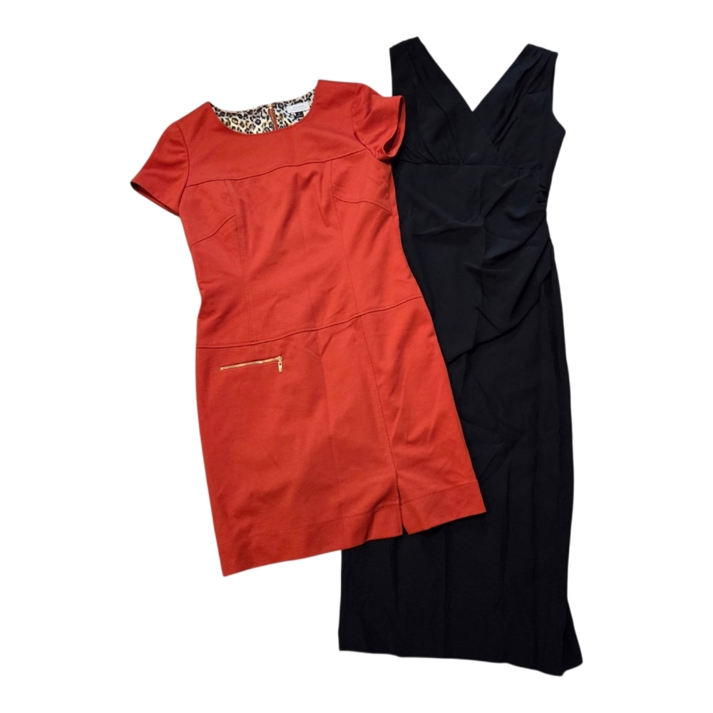 Lot Of Dresses Size 8, Vintage Black Nicole Miller and Tuscan Orange Shortsleeve